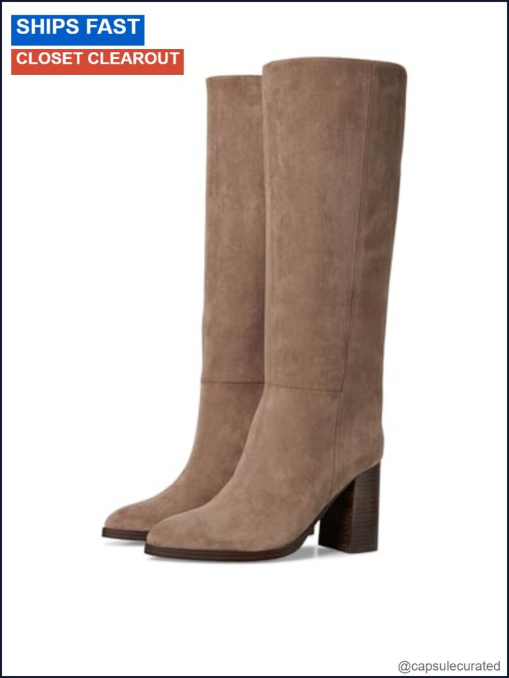 Knee High Equestrian Boot PU Leather Block Heel